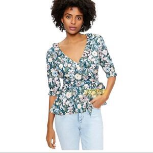 NWT Loft Garden Ruffle Wrap Blouse